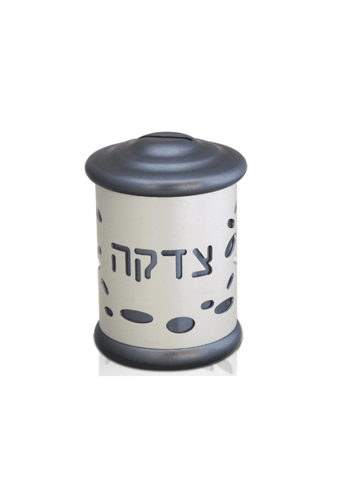 פרחים דסגין קופסת צדקה עגולה מאלומיניום , קופסאות צדקה , ישראלי